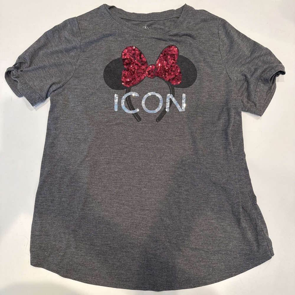 Disney Minnie Mouse Great Short Sleeve Headband Ears Icon Sequin Red Bow Medium